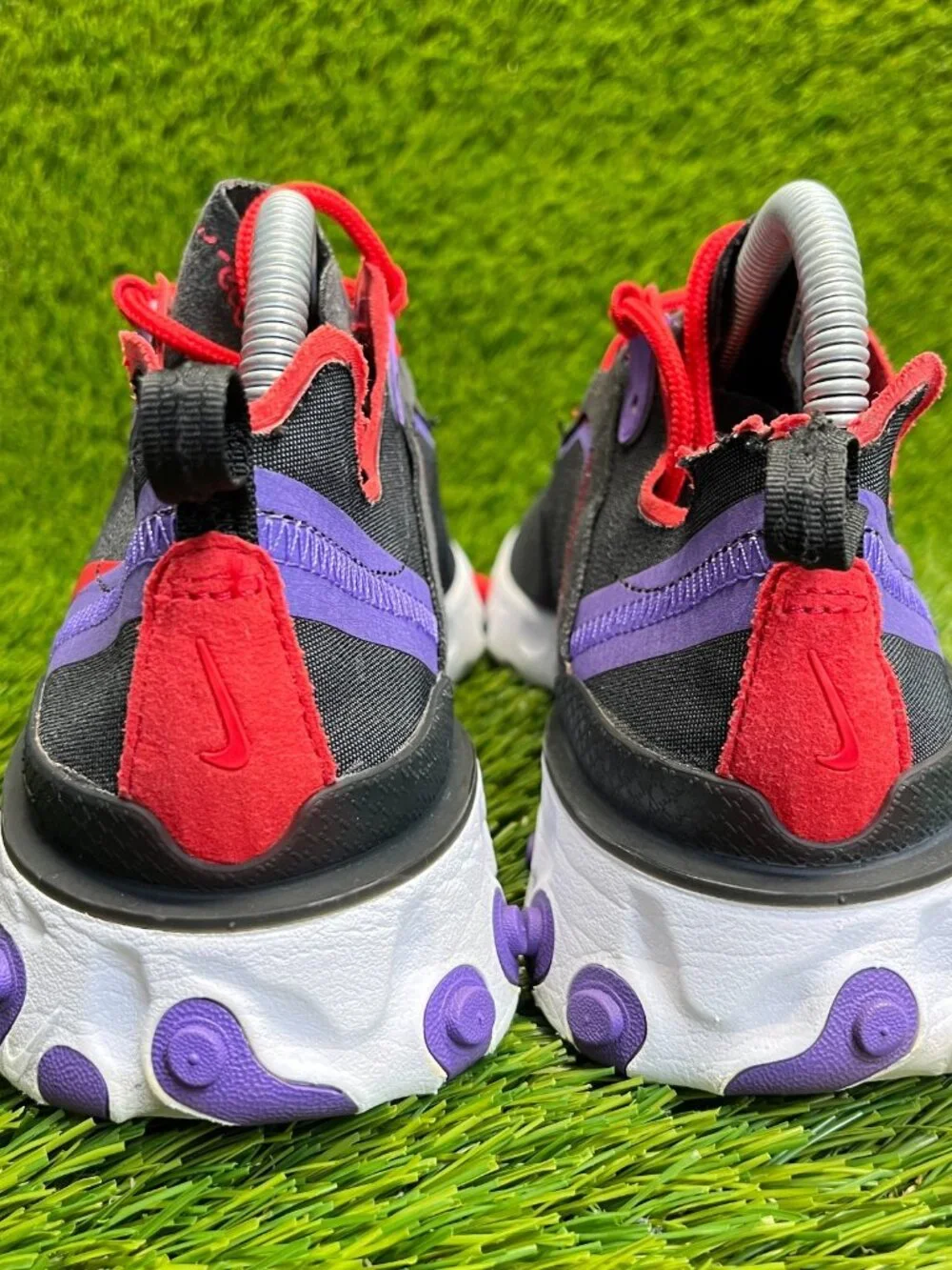 Nike React Element 55 Women Size 8.5 Black Red Walking Running Shoes Sneakers